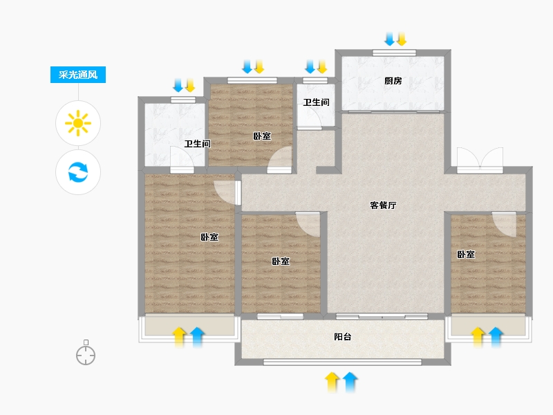 山东省-淄博市-中南淄江府-124.00-户型库-采光通风