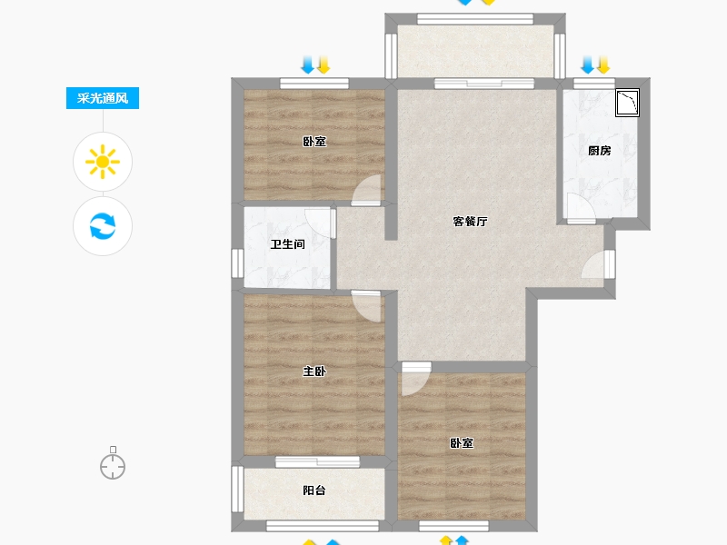 福建省-厦门市-三盛国际海岸-65.99-户型库-采光通风