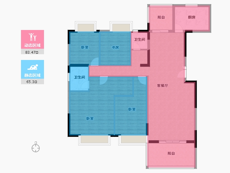 湖北省-咸宁市-通城壹號公馆-134.85-户型库-动静分区