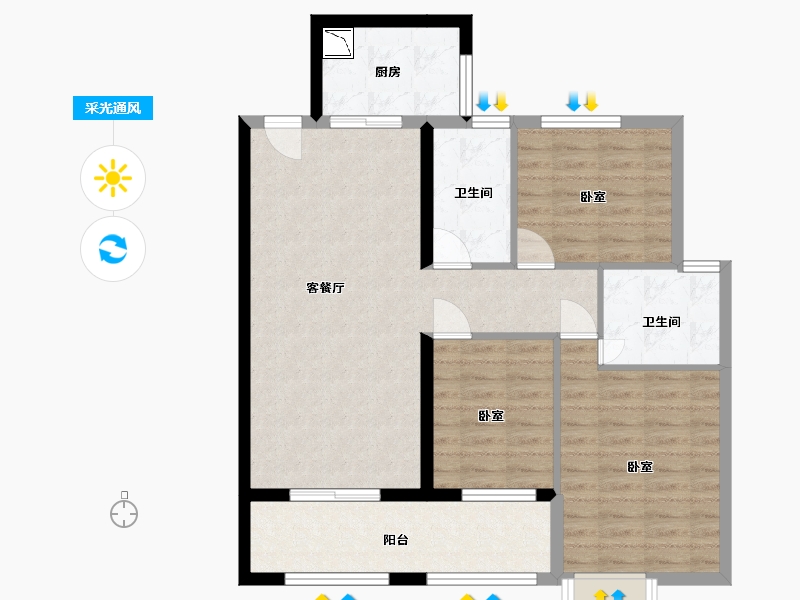 湖北省-黄冈市-御江半岛-88.07-户型库-采光通风