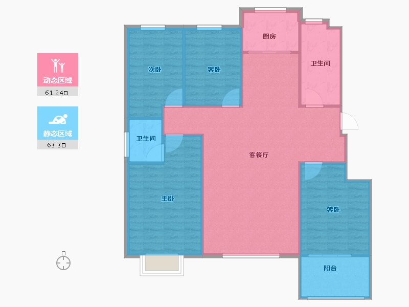 山东省-淄博市-锦绣淄江-115.93-户型库-动静分区