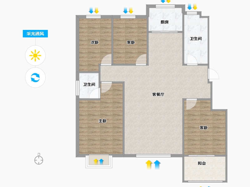 山东省-淄博市-锦绣淄江-115.93-户型库-采光通风