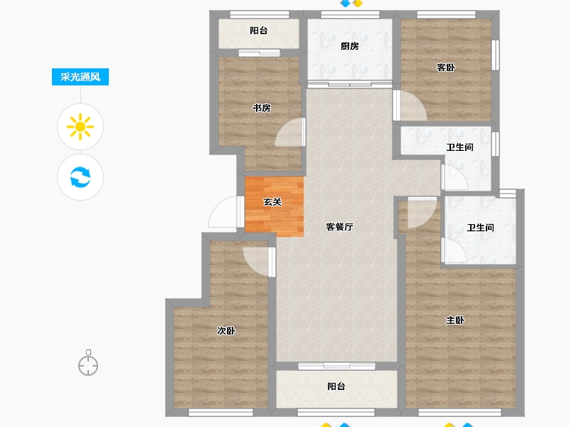 浙江省-金华市-滨江锦绣之城-98.39-户型库-采光通风