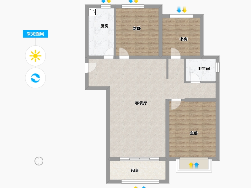 山东省-济南市-加州启城-85.00-户型库-采光通风