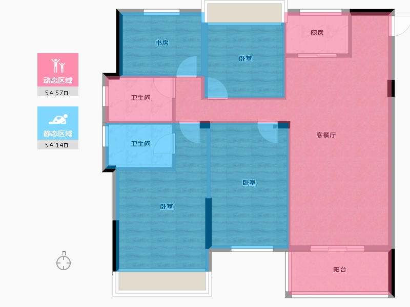 湖北省-宜昌市-锦昌春风十里-98.44-户型库-动静分区