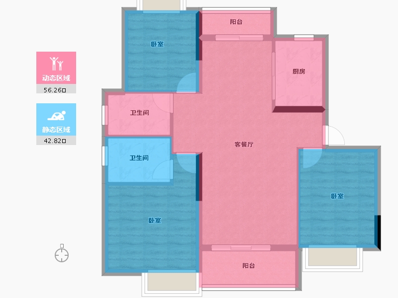 湖北省-武汉市-阳光100凤凰街-89.41-户型库-动静分区