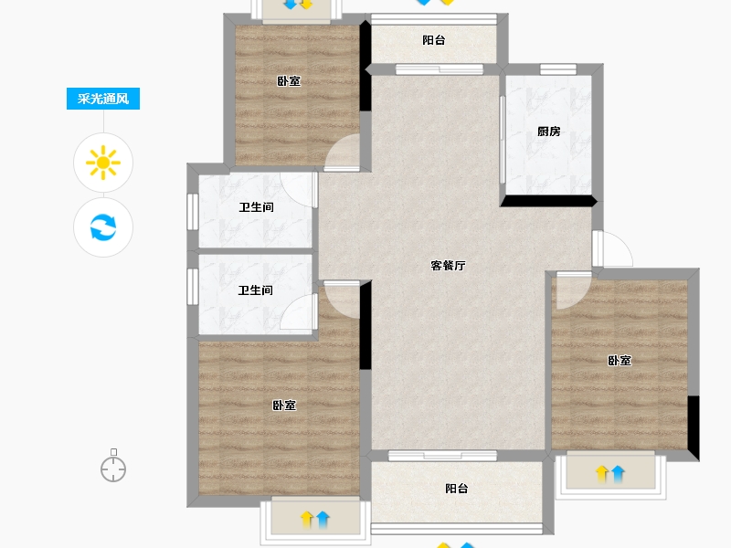 湖北省-武汉市-阳光100凤凰街-89.41-户型库-采光通风