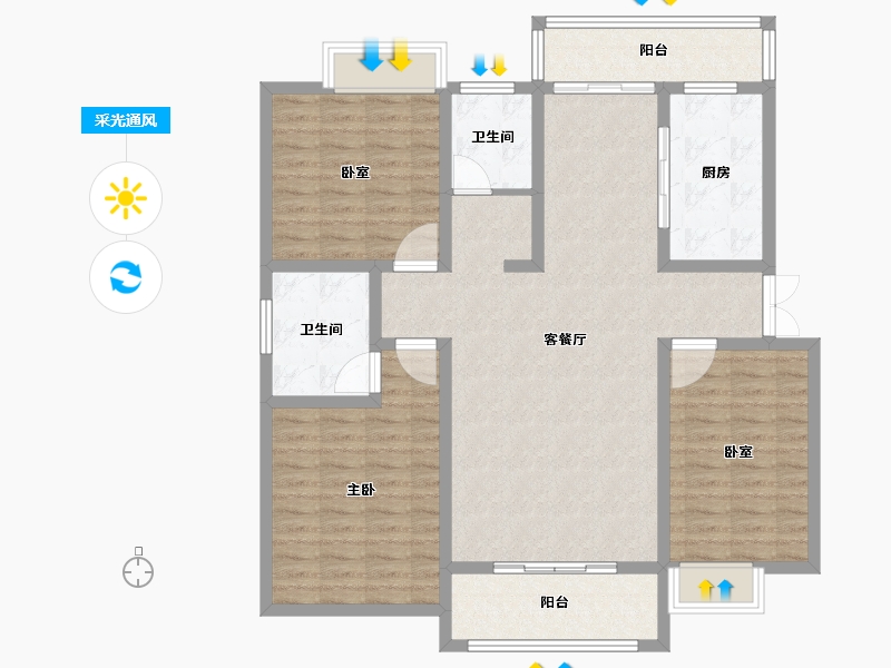 河南省-南阳市-钓鱼台壹号-115.00-户型库-采光通风