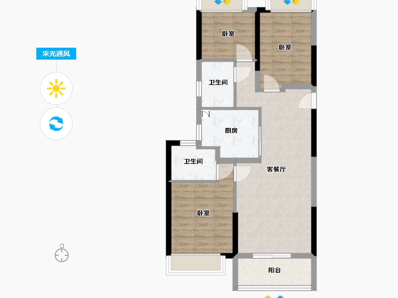 湖北省-武汉市-海伦堡汉江府-74.82-户型库-采光通风