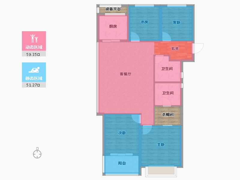 浙江省-金华市-滨江锦绣之城-105.63-户型库-动静分区