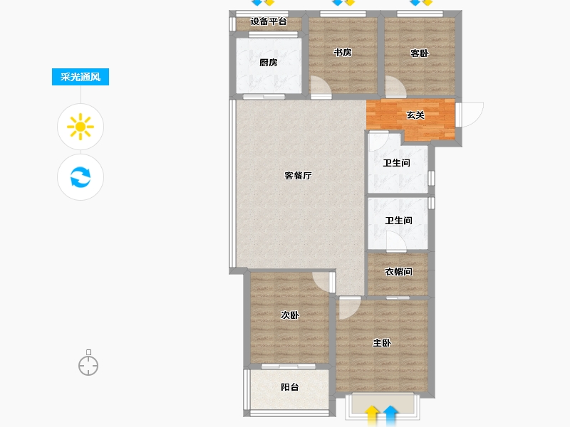 浙江省-金华市-滨江锦绣之城-105.63-户型库-采光通风