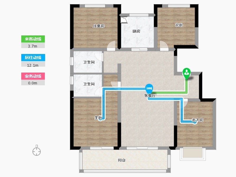 山东省-济南市-璟园-106.99-户型库-动静线