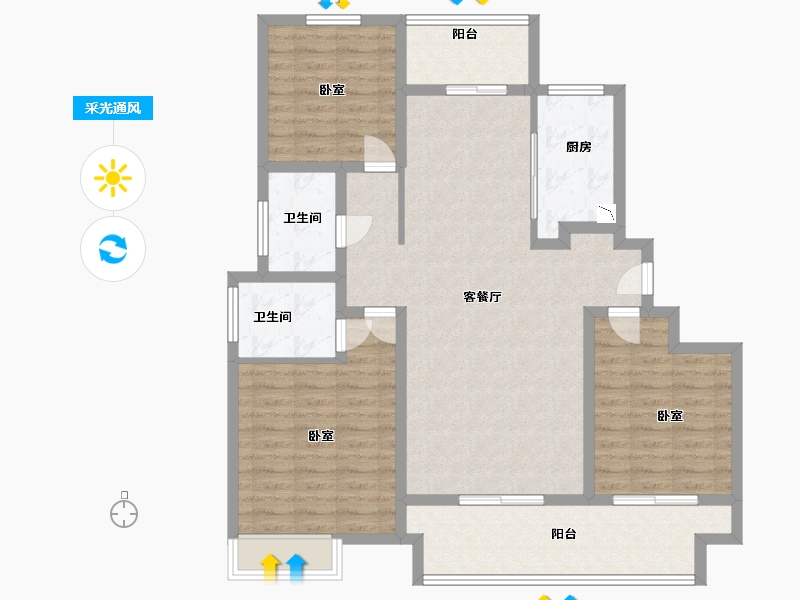 河南省-驻马店市-龙湖美景-106.29-户型库-采光通风