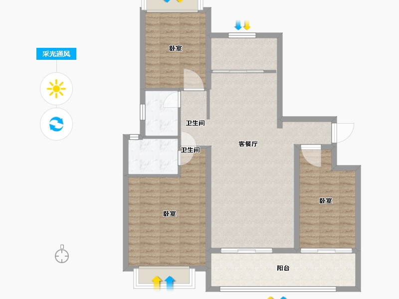 河南省-信阳市-四季花城·金桂园-102.20-户型库-采光通风