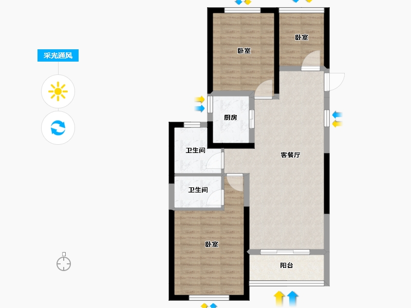 浙江省-金华市-中建海西晓郡-79.93-户型库-采光通风