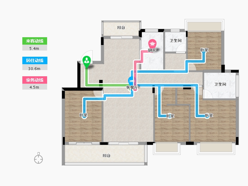 湖北省-襄阳市-东泰湖畔壹号-125.41-户型库-动静线