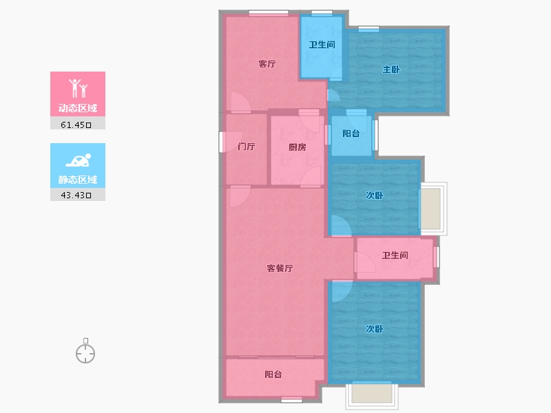 山东省-济南市-碧桂园翡翠雅郡-93.81-户型库-动静分区