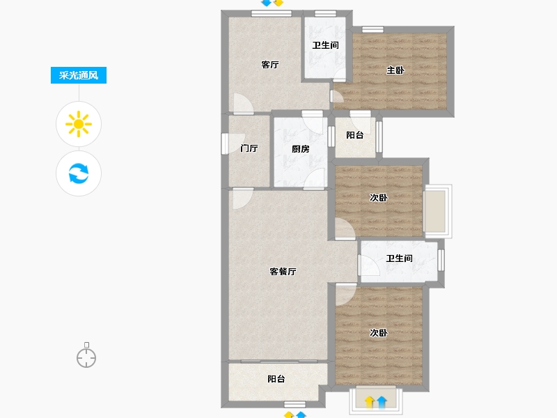 山东省-济南市-碧桂园翡翠雅郡-93.81-户型库-采光通风