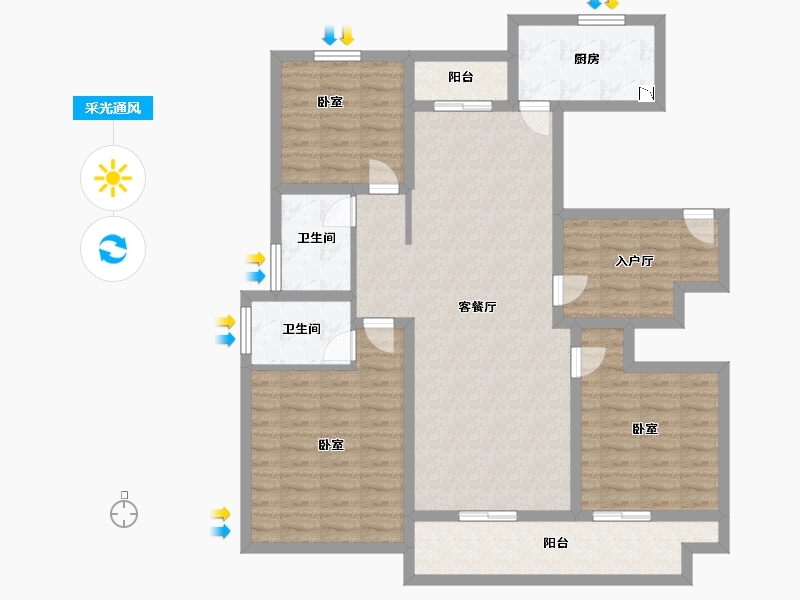 河南省-驻马店市-龙湖美景-108.47-户型库-采光通风