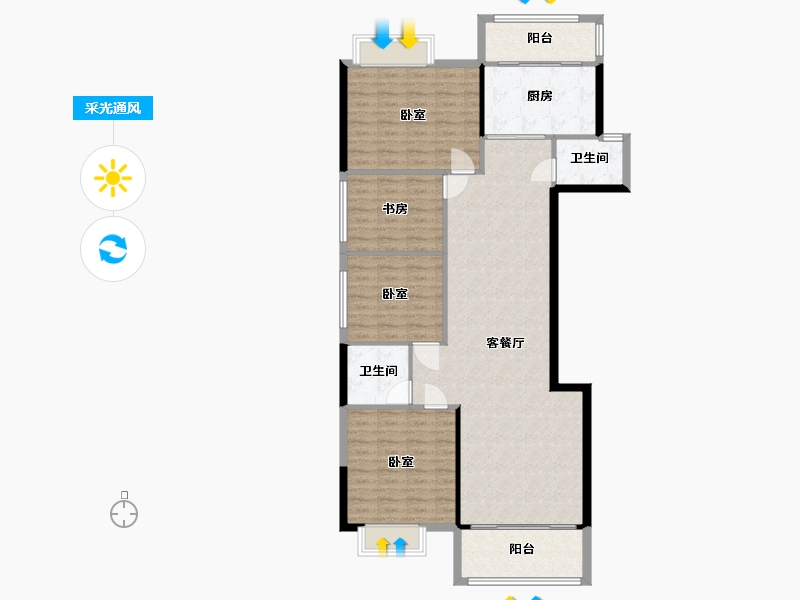 湖南省-常德市-四季红新城-123.80-户型库-采光通风