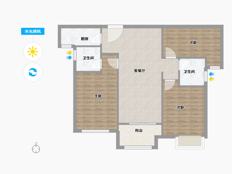 山东省-济南市-碧桂园翡翠雅郡-92.00-户型库-采光通风