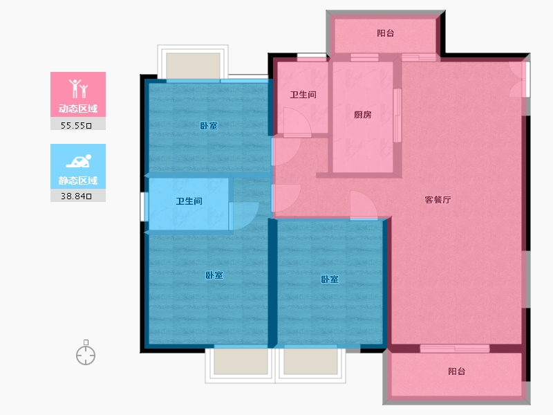 湖北省-武汉市-天下南湖湾-84.36-户型库-动静分区