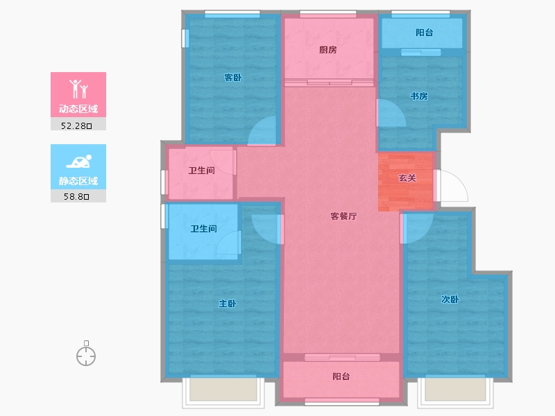 浙江省-金华市-滨江锦绣之城-99.74-户型库-动静分区