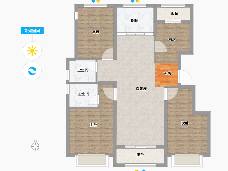 浙江省-金华市-滨江锦绣之城-99.74-户型库-采光通风