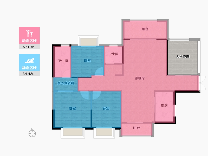 湖南省-株洲市-神骅白金汉宫-102.83-户型库-动静分区