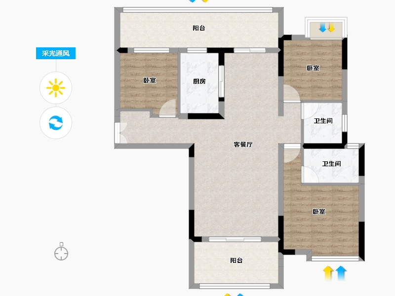 湖北省-黄冈市-泰鼎公馆-99.81-户型库-采光通风