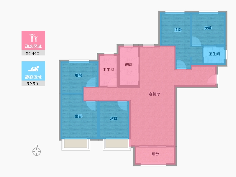 山东省-济南市-碧桂园翡翠雅郡-95.08-户型库-动静分区