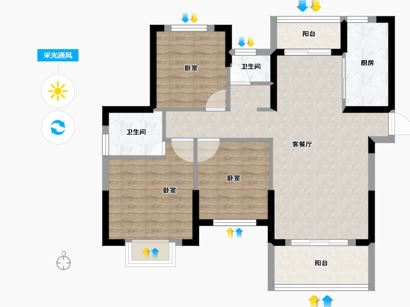 湖北省-黄冈市-麻城新长江智汇城-82.97-户型库-采光通风