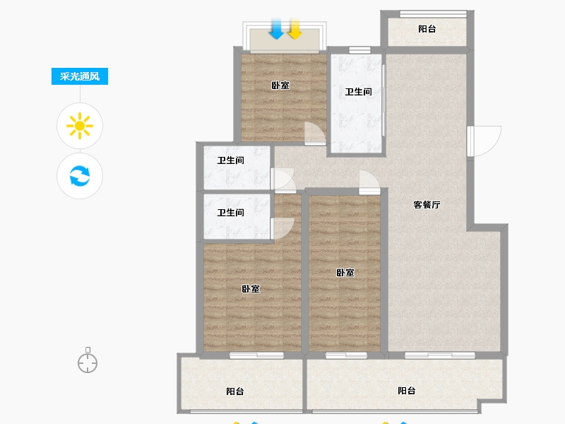 湖北省-黄石市-錦綉·御湖湾-108.00-户型库-采光通风