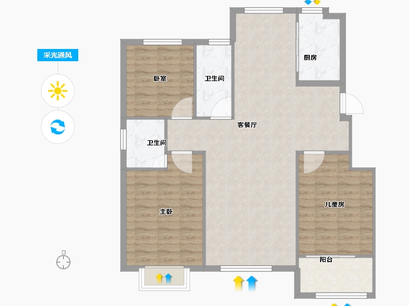 山东省-淄博市-锦绣淄江-99.00-户型库-采光通风