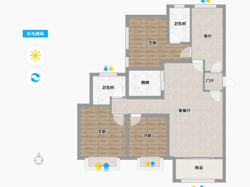 山东省-济南市-碧桂园翡翠雅郡-108.00-户型库-采光通风