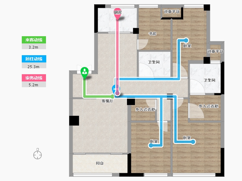 浙江省-宁波市-绿城深蓝公寓-107.71-户型库-动静线