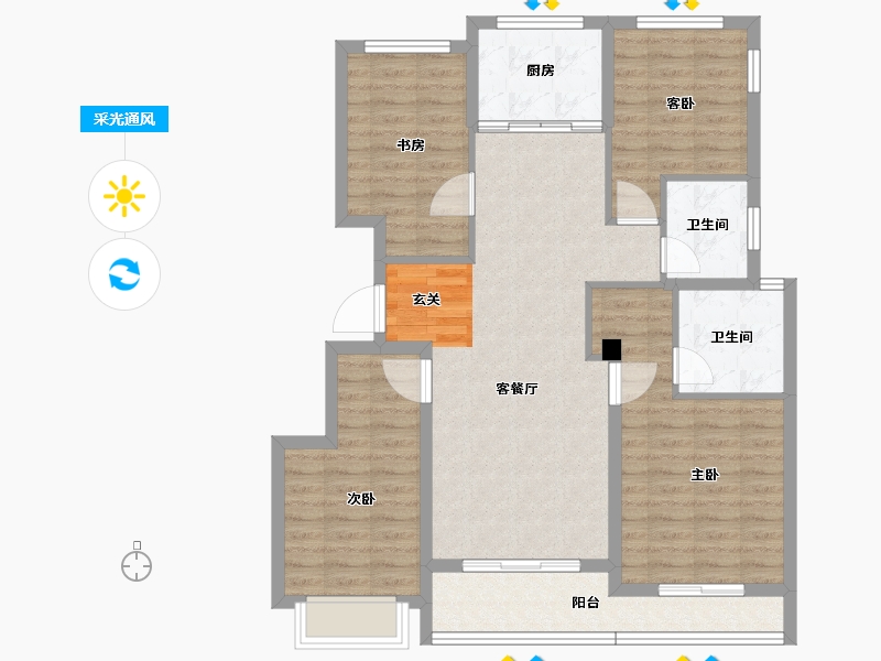 浙江省-金华市-滨江锦绣之城-101.69-户型库-采光通风