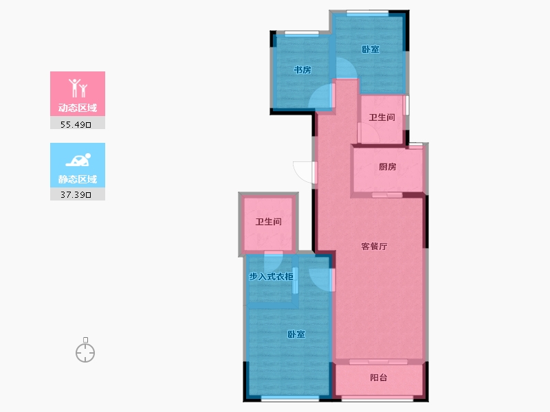 浙江省-金华市-秦王公馆-81.96-户型库-动静分区