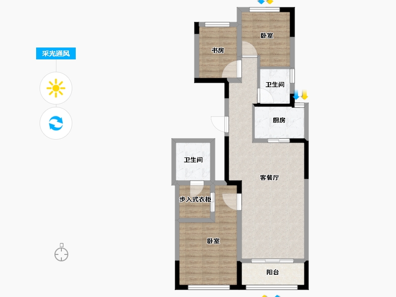 浙江省-金华市-秦王公馆-81.96-户型库-采光通风