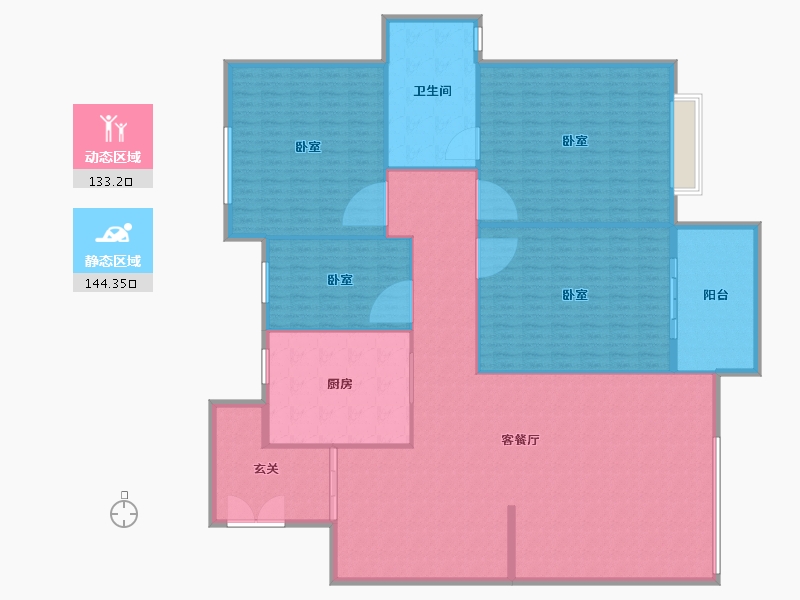 湖北省-黄冈市-卓达天下-261.95-户型库-动静分区