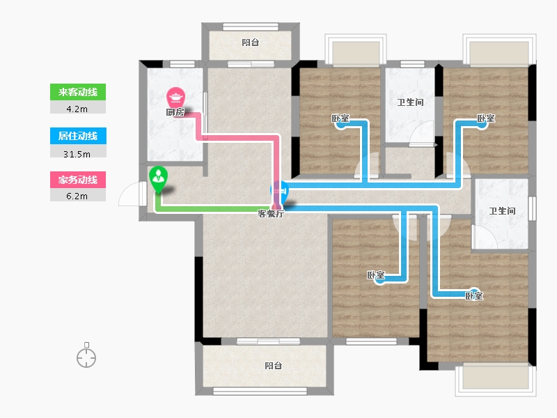 湖北省-黄冈市-红安东城国际-105.26-户型库-动静线