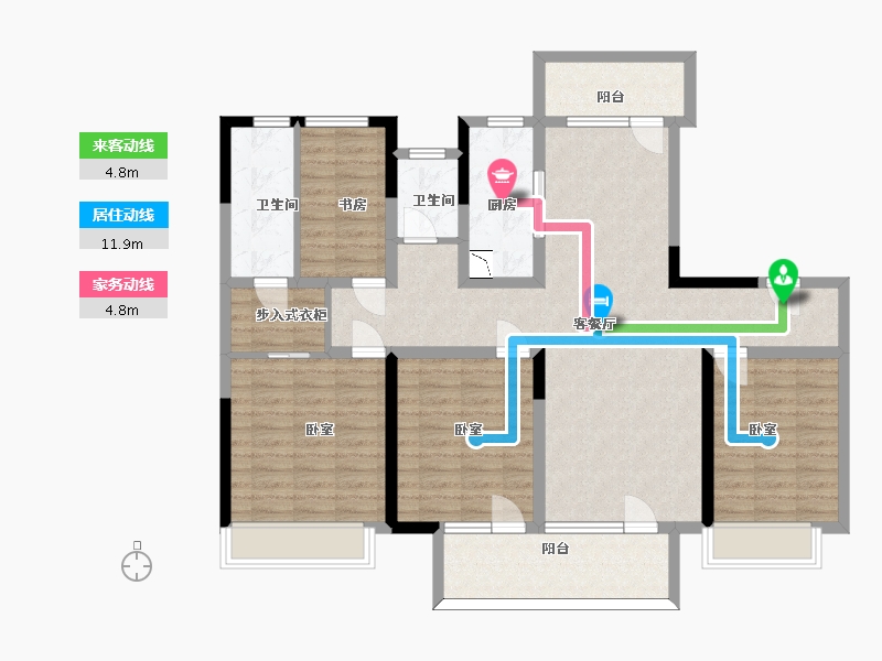 山东省-济南市-鲁坤天鸿坤园-119.01-户型库-动静线