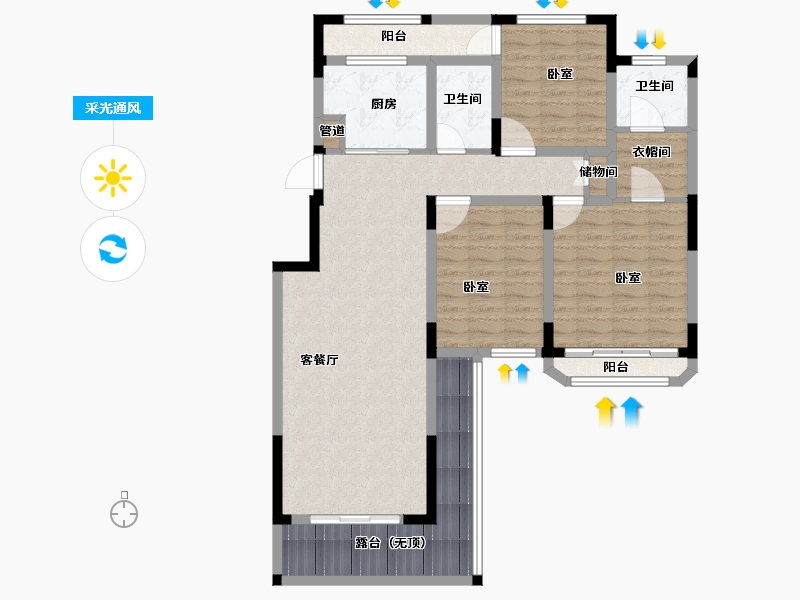 河南省-郑州市-绿地泰晤士新城-110.01-户型库-采光通风