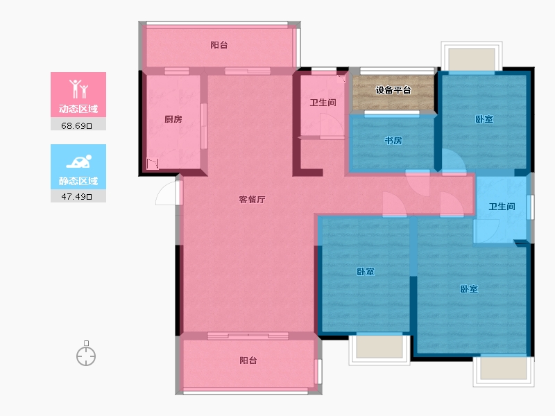 湖南省-邵阳市-仁为峰邵东壹号-105.68-户型库-动静分区