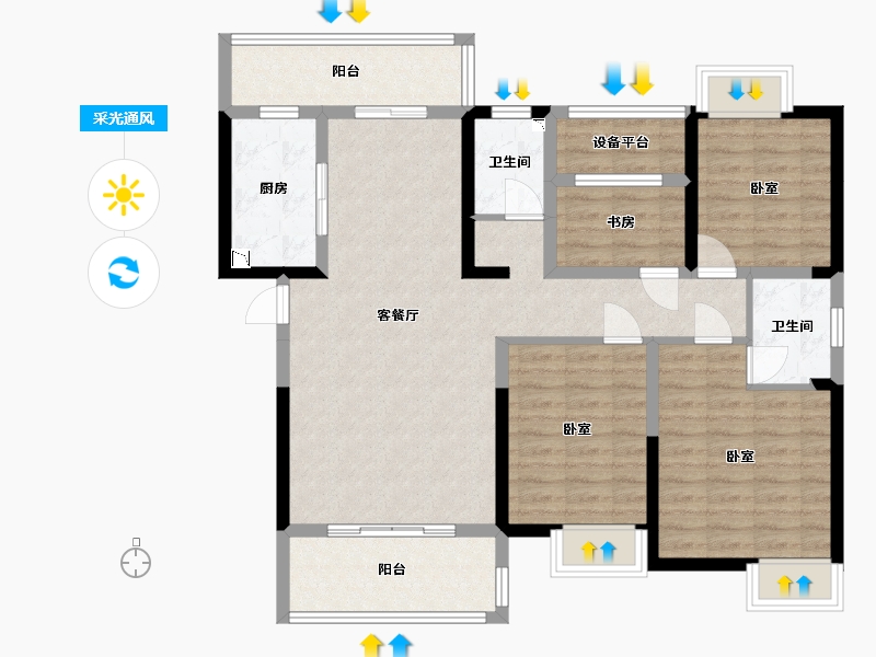 湖南省-邵阳市-仁为峰邵东壹号-105.68-户型库-采光通风