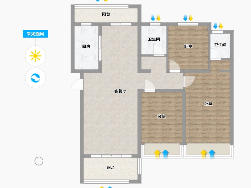 河南省-许昌市-常绿北海壹号院-101.19-户型库-采光通风