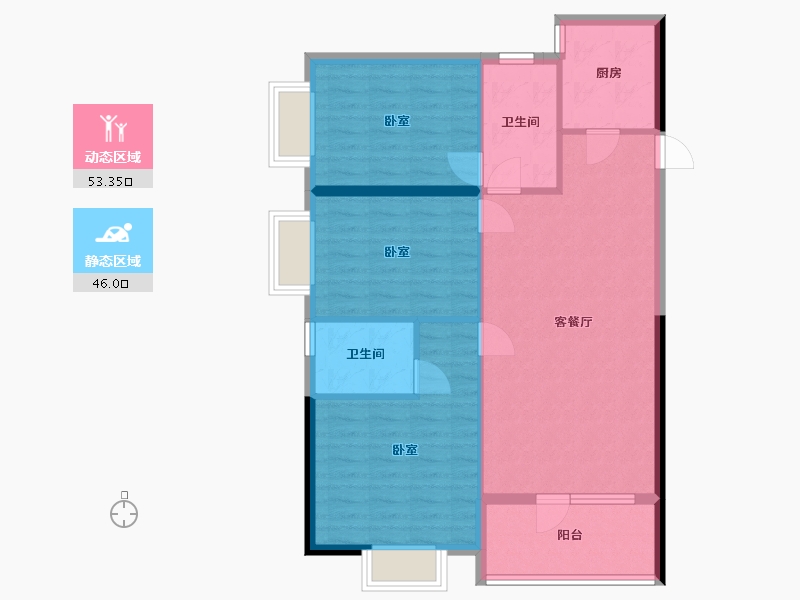 湖北省-武汉市-庭瑞中心-90.13-户型库-动静分区