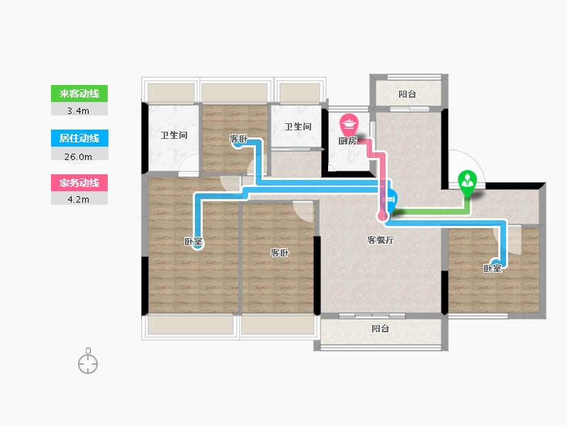 湖北省-仙桃市-仙桃碧桂园-114.66-户型库-动静线