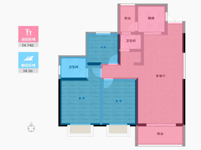 湖南省-株洲市-神骅白金汉宫-83.46-户型库-动静分区