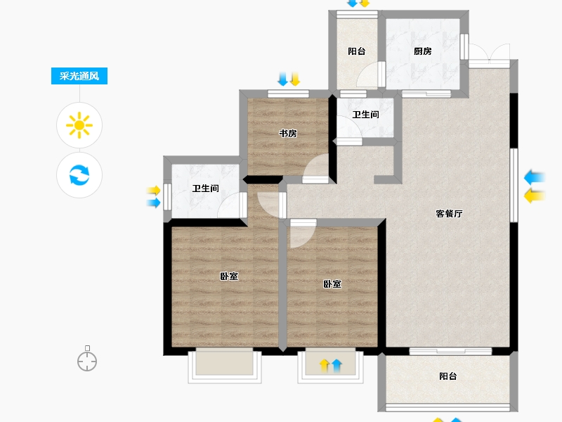 湖南省-株洲市-神骅白金汉宫-83.46-户型库-采光通风